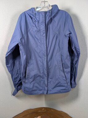 The North Face Blue Hooded Rain Jacket Size L Flawed Interior
